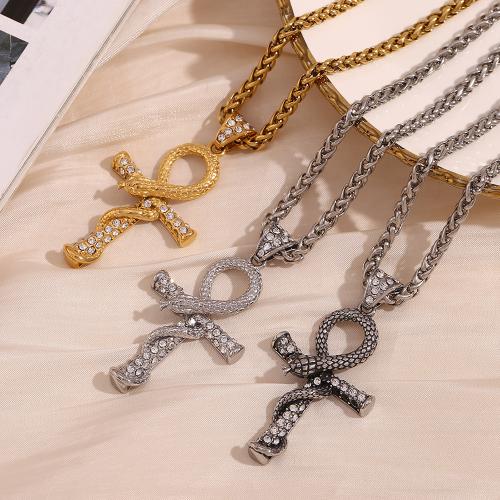 Stainless Steel Jewelry Necklace, 304 Stainless Steel, with 5cm extender chain, fashion jewelry & for man & with rhinestone Approx 60 cm 