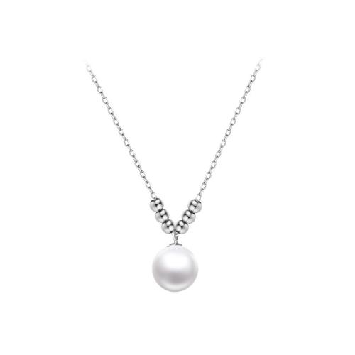 Titanium Steel Jewelry Necklace, with Plastic Pearl, with 5cm extender chain, fashion jewelry & for woman, original color Approx 40 cm [