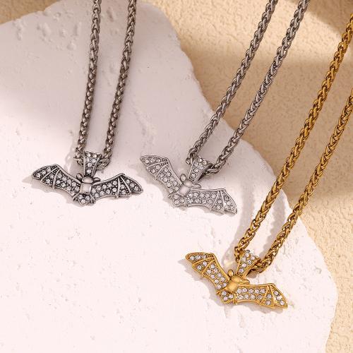 Stainless Steel Jewelry Necklace, 304 Stainless Steel, with 5cm extender chain, fashion jewelry & for man & with rhinestone Approx 60 cm 