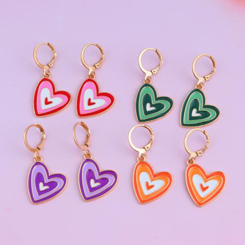 aleación de zinc Pendientes de palanca posterior, Corazón, Joyería & para mujer, más colores para la opción, 25mm, Vendido por Par