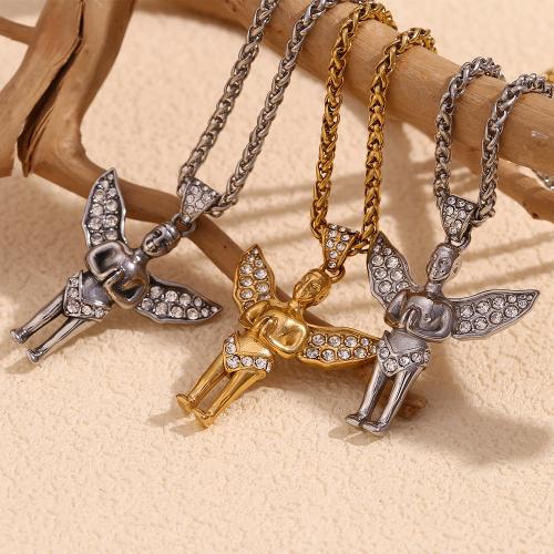 Stainless Steel Jewelry Necklace, 304 Stainless Steel, with 5cm extender chain, fashion jewelry & for man & with rhinestone Approx 60 cm 