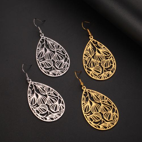 Stainless Steel Drop Earring, 304 Stainless Steel, Teardrop, fashion jewelry & for woman & hollow 