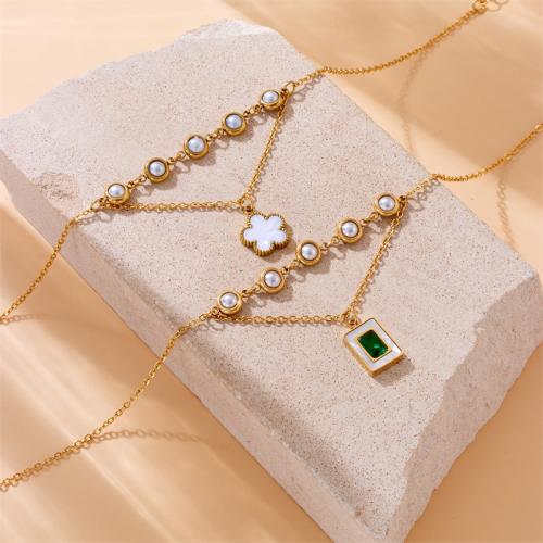 Stainless Steel Anklets Jewelry, 304 Stainless Steel, with Plastic Pearl, with 5cm extender chain & for woman & with rhinestone, golden Approx 21 cm 