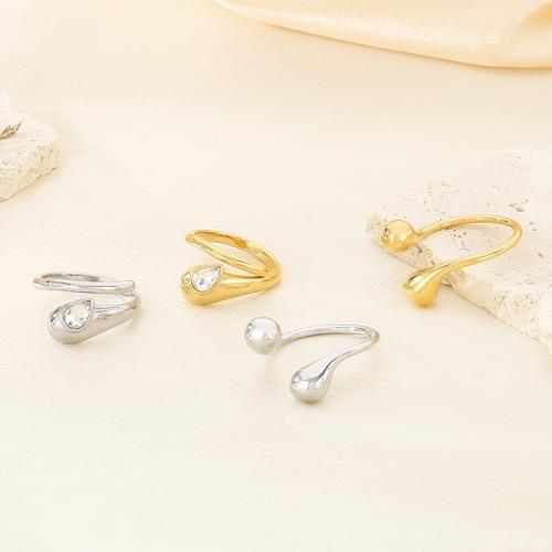 Strass Edelstahl Fingerring, 304 Edelstahl, plattiert, Modeschmuck & verschiedene Größen vorhanden & verschiedene Muster für Wahl & mit Strass, keine, verkauft von PC