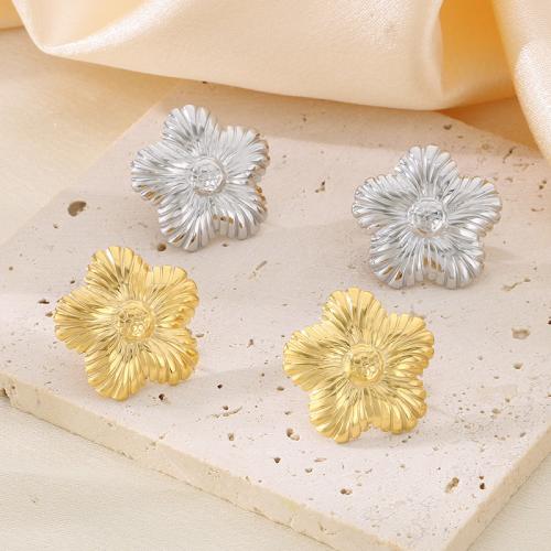 Stainless Steel Stud Earring, 304 Stainless Steel, Flower, plated, fashion jewelry 24mm 