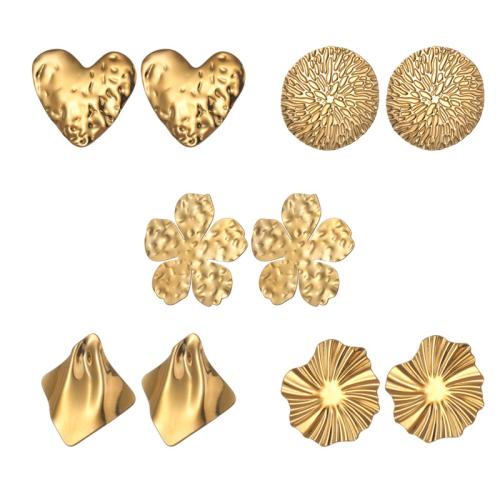 Stainless Steel Stud Earring, 304 Stainless Steel, plated & for woman, gold 