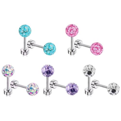 Stainless Steel Ear Piercing Jewelry, 304 Stainless Steel, Unisex & micro pave cubic zirconia 