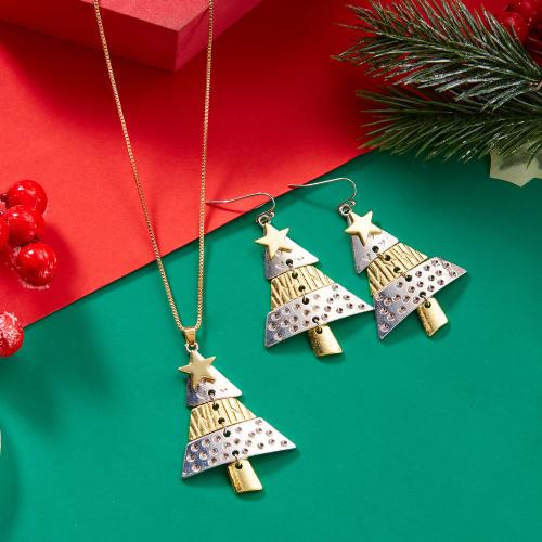 Zinc Alloy Jewelry Set, Christmas Tree, plated, Christmas jewelry & for woman 