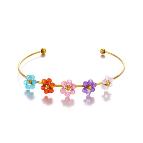 pulsera brazalete de acero inoxidable, acero inoxidable 304, Joyería & micro arcilla de zirconia cúbica & para mujer, más colores para la opción, diámetro interior:aproximado 60mm, Vendido por UD