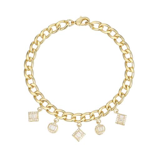 Bracelet cubique en laiton zircon pavent, bijoux de mode & pavé de micro zircon & pour femme Environ 20 cm, Vendu par PC[