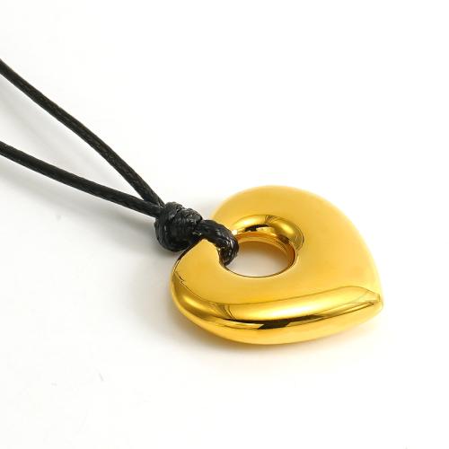 Stainless Steel Jewelry Necklace, 304 Stainless Steel, with Wax Cord, Heart, fashion jewelry & for woman Approx 58 cm 