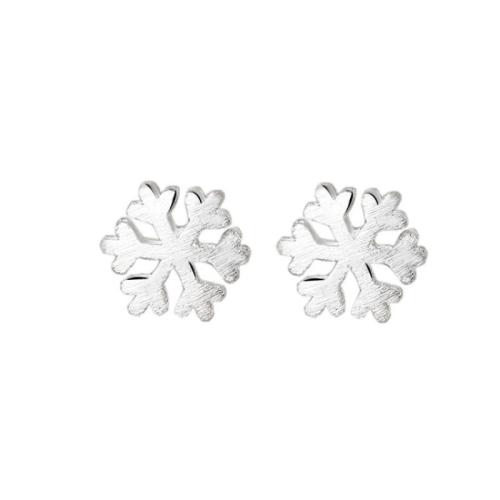 Brass Stud Earring, Cupronickel, Snowflake, fashion jewelry & for woman, 8mm 