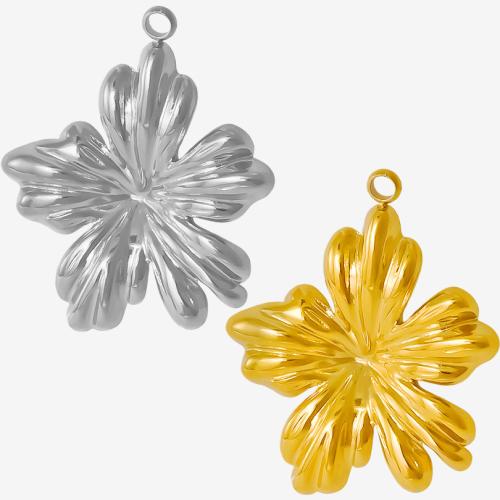 Stainless Steel Flower Pendant, 304 Stainless Steel, Vacuum Ion Plating, DIY 