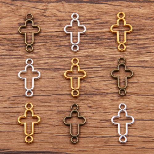 Zinc Alloy Charm Connector, Cross, plated, DIY & 1/1 loop & hollow Approx 1mm, Approx 