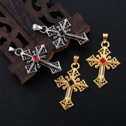 Zinc Alloy Rhinestone Pendants, Cross, plated, DIY & with rhinestone 