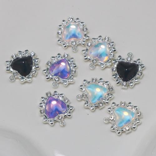 Zinc Alloy Heart Pendants, with Sea Opal, silver color plated, DIY 