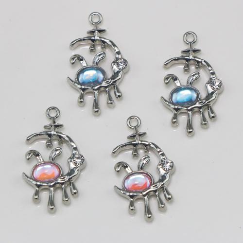 Zinc Alloy Rhinestone Pendants, silver color plated, DIY & with rhinestone 