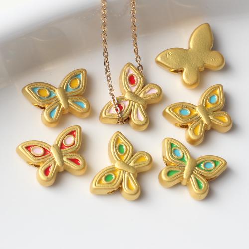 Enamel Zinc Alloy Beads, Butterfly, plated, DIY 