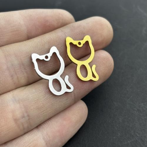 Stainless Steel Animal Pendants, 304 Stainless Steel, Cat, plated, DIY 