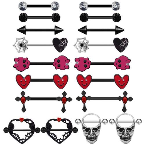 Zinklegierung Brustpiercings, mit Acryl, unisex & verschiedene Stile für Wahl & Micro pave Zirkonia & Emaille, keine, verkauft von PC