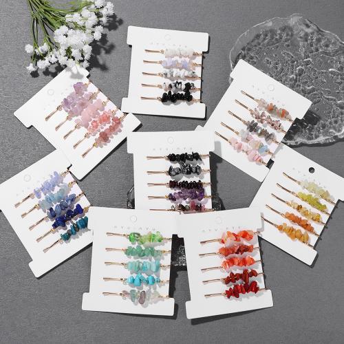 Hair Slide, Zinc Alloy, with Natural Gravel, handmade, 5 pieces & for woman 