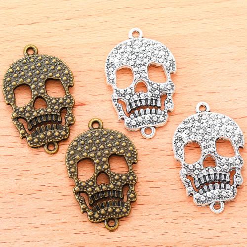 Zinc Alloy Charm Connector, Skull, plated, DIY & 1/1 loop 