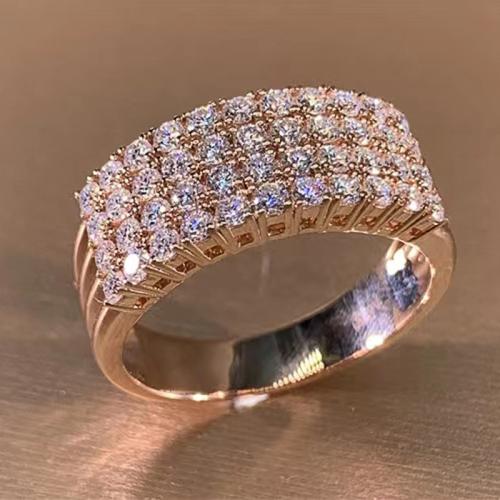 Cubic Zirconia Micro Pave Brass Finger Ring & micro pave cubic zirconia & for woman, rose gold color 