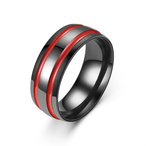 Enamel Stainless Steel Finger Ring, 304 Stainless Steel, Unisex black 