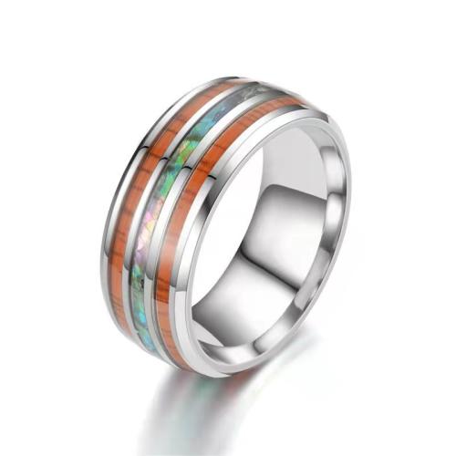 Enamel Stainless Steel Finger Ring, 316 Stainless Steel, Unisex width 8mm 