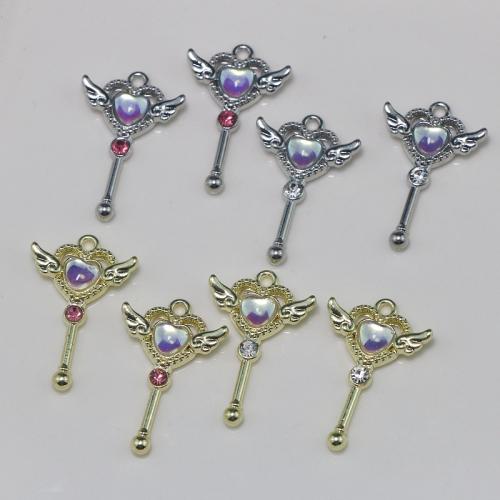 Zinc Alloy Rhinestone Pendants, Magic Wand, plated, DIY & with rhinestone 