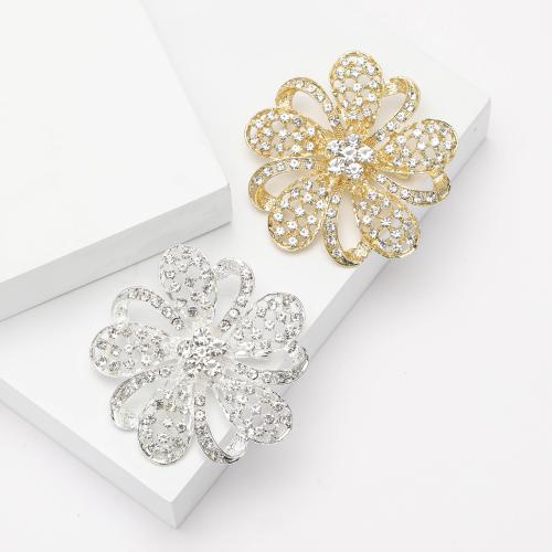 Rhinestone Zinc Alloy Brooch, Flower, plated, fashion jewelry & with rhinestone 