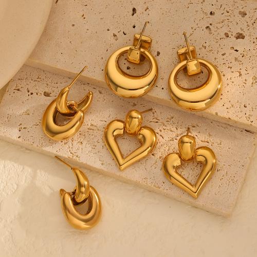 Stainless Steel Drop Earring, 304 Stainless Steel, gold color plated, fashion jewelry golden 