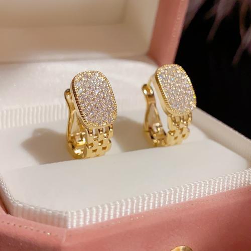 Cubic Zirconia Micro Pave Brass Earring, real gold plated, micro pave cubic zirconia & for woman 