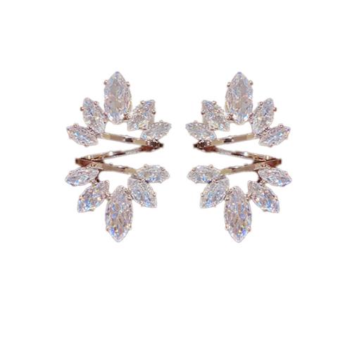 Cubic Zirconia Micro Pave Brass Earring, real gold plated, micro pave cubic zirconia & for woman 