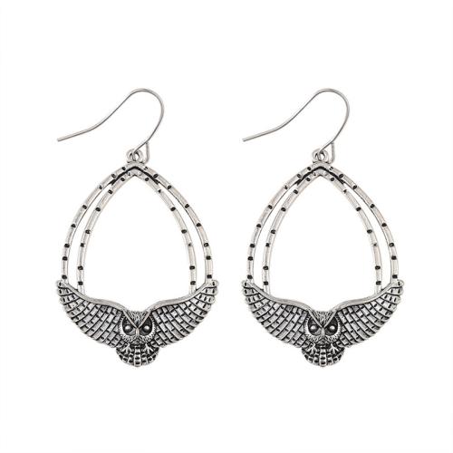 Zinc Alloy Drop Earring, plated, for woman & hollow, silver color 