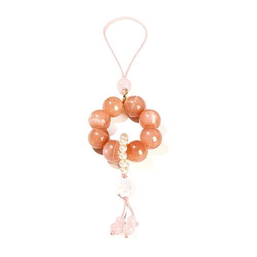 Pierre de lune orange Ornements suspendus, avec Reine Conch Shell & cordon de polyester & perle de plastique, fleur, fait à la main, style folk & pour femme, beads length 12mm Environ 17 cm, Vendu par PC