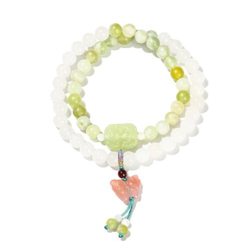 Jade Bracelet, with Jade New Mountain, Butterfly, handmade, Double Layer & for woman, beads length 6mm Approx 12-14 Inch [