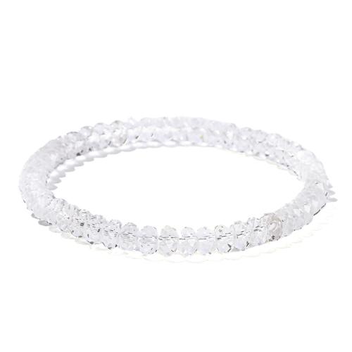 Clear Quartz Bracelet, Geometrical Pattern, handmade, for woman & faceted, beads size Approx 6-7 Inch [