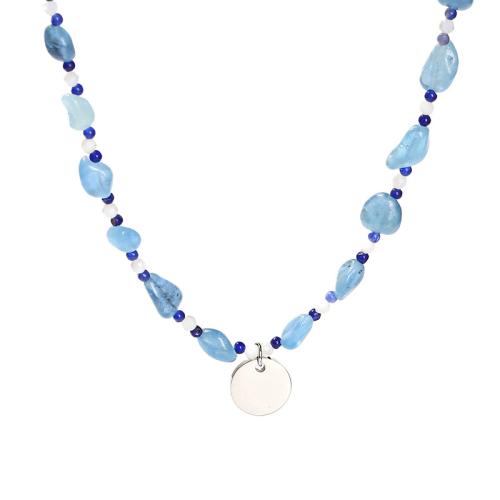 Aquamarine Necklace, with 304 Stainless Steel, with 2inch extender chain, handmade, fashion jewelry & for woman Approx 15.7 Inch [