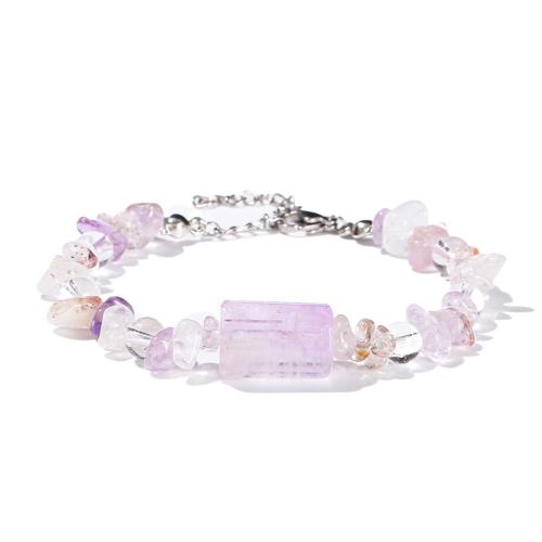 Super siete cristales Pulsera, con amatista & acero inoxidable 304, hecho a mano, Joyería & para mujer, beads length 5-8mm, longitud:aproximado 6-7 Inch, Vendido por UD