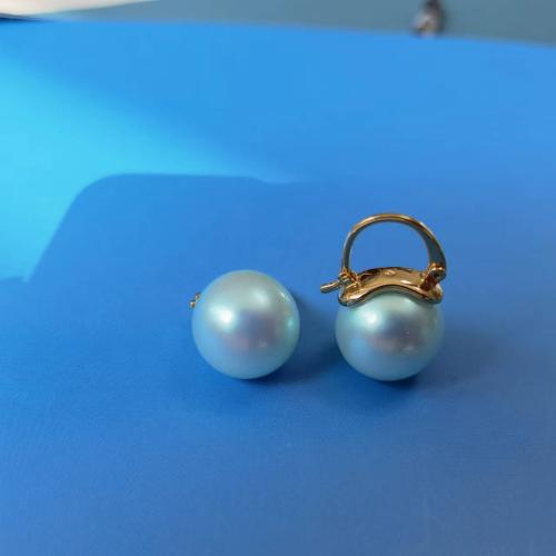 Brass Lever Back Earring, with Plastic Pearl, fashion jewelry & for woman, white, 25mm 