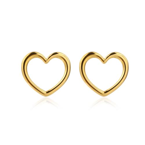 Stainless Steel Stud Earring, 304 Stainless Steel, Heart, fashion jewelry & for woman & hollow, golden 