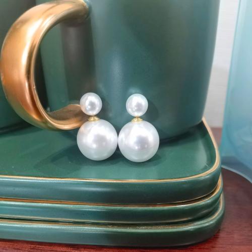 Plastic Pearl Stud Earring, fashion jewelry & for woman, white, 25mm 