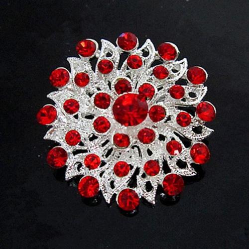 Rhinestone Zinc Alloy Brooch, for woman & with rhinestone 