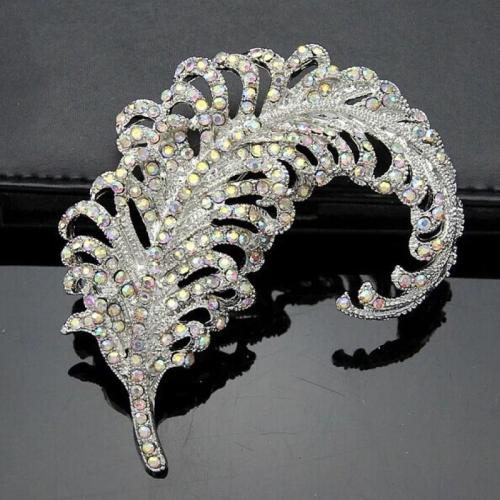 Rhinestone Zinc Alloy Brooch, for woman & with rhinestone 80mm 