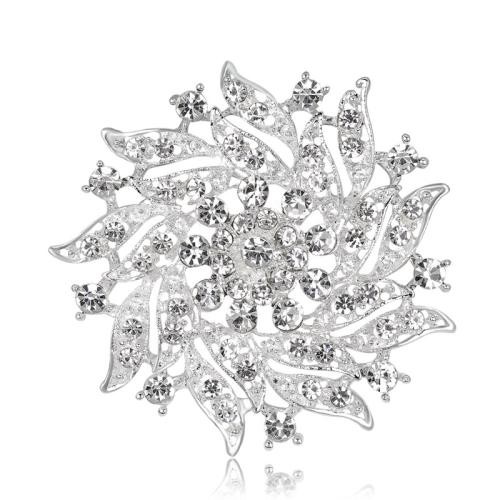 Rhinestone Zinc Alloy Brooch, for woman & with rhinestone 50mm 