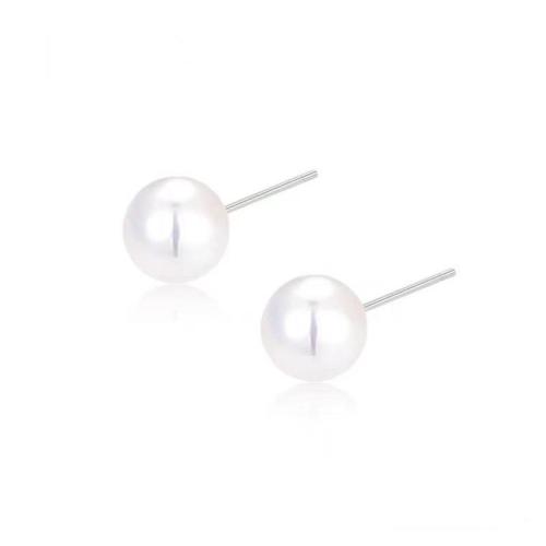 Sterling Silver Stud Earring, Argent sterling 925, avec perle de plastique, bijoux de mode & normes différentes pour le choix & pour femme, Vendu par paire[