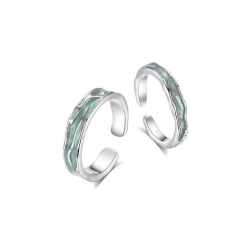 Sterling Silver Finger Ring, 925 Sterling Silver, 2 pieces & fashion jewelry & Unisex Men :15-20#: Women :9-16# 