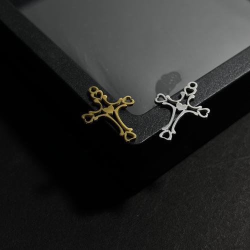 Stainless Steel Cross Pendants, 304 Stainless Steel, Vacuum Ion Plating, DIY & hollow 