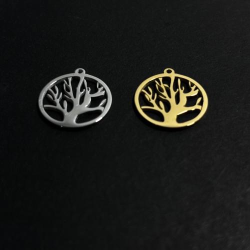 Stainless Steel Pendants, 304 Stainless Steel, Tree, Vacuum Ion Plating, DIY & hollow 